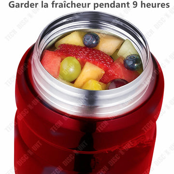 TD® BOUTEILLE bol Porte-aliments termos alimentaire isotherme en acier inoxydable rouge 500 ml froid chaud café repas transportable